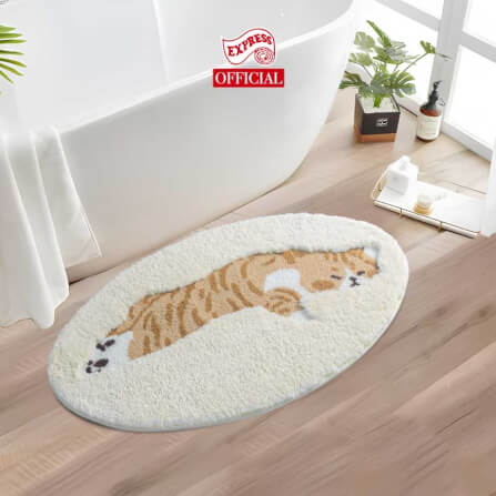 พรมเช็ดเท้าลายน้องแมว EXPRESS CARPET รุ่น IDM3-1 ขนาด50X90 ซม. หนา 5-16 มม. สีครีม _1
