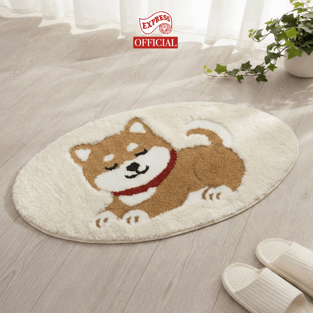 พรมเช็ดเท้าลายน้องหมา EXPRESS CARPET รุ่น IDM3-2 ขนาด50X90 ซม. หนา 5-16 มม. สีครีม 
