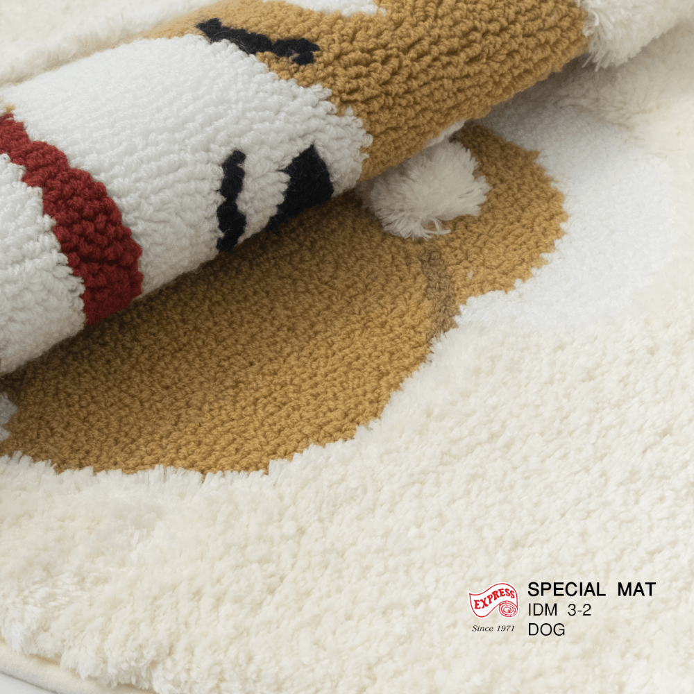 พรมเช็ดเท้าลายน้องหมา EXPRESS CARPET รุ่น IDM3-2 ขนาด50X90 ซม. หนา 5-16 มม. สีครีม 