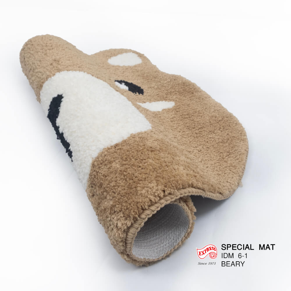 พรมเช็ดเท้าลายน้องหมี EXPRESS CARPET รุ่น IDM6-1 ขนาด63X70 ซม. หนา 10-16 มม. สีน้ำตาล 
