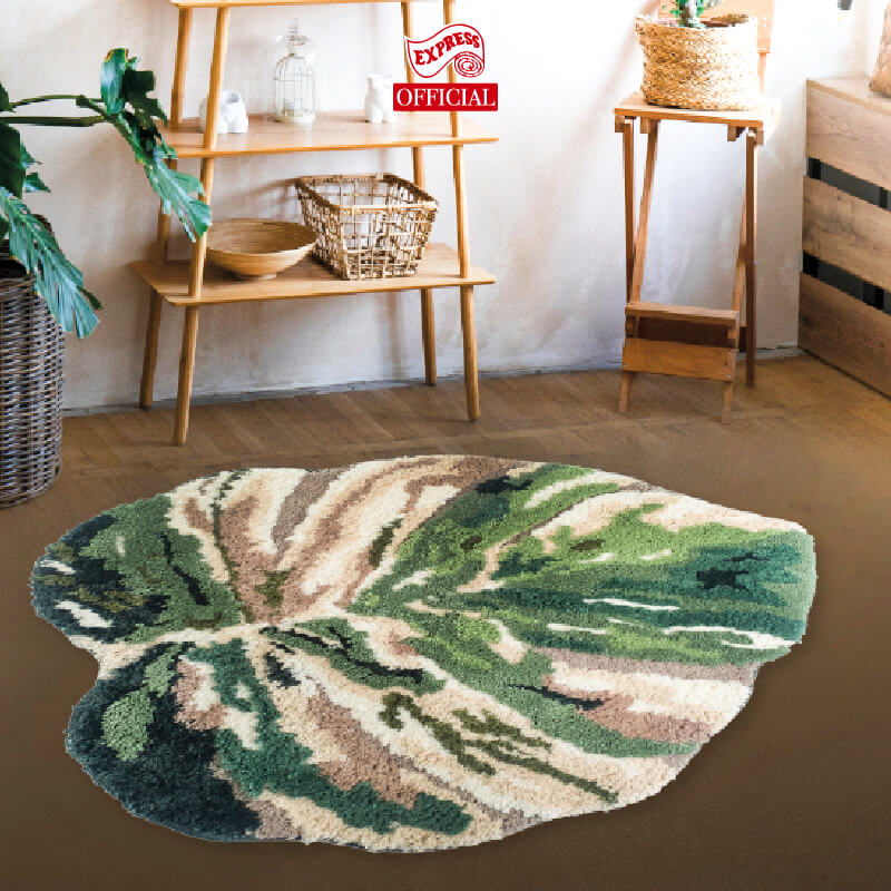พรมเช็ดเท้าลายใบไม้ EXPRESS CARPET รุ่น IDS2-1 ขนาด100X120 ซม. หนา 10-20 มม. สีเขียว 