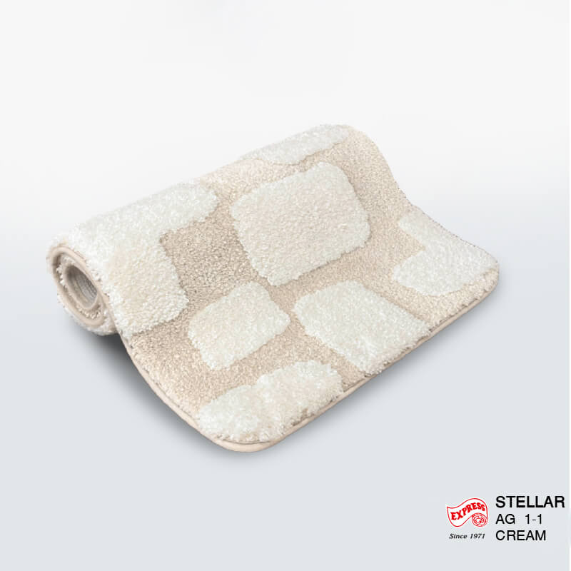 พรมเช็ดเท้าชุดห้องน้ำ 2 ชิ้น EXPRESS CARPET รุ่น AG1-1 ขนาด45X70 ซม.และ พรมรูปตัว U 50X60 ซม. หนา 20 มม. สีครีม _3