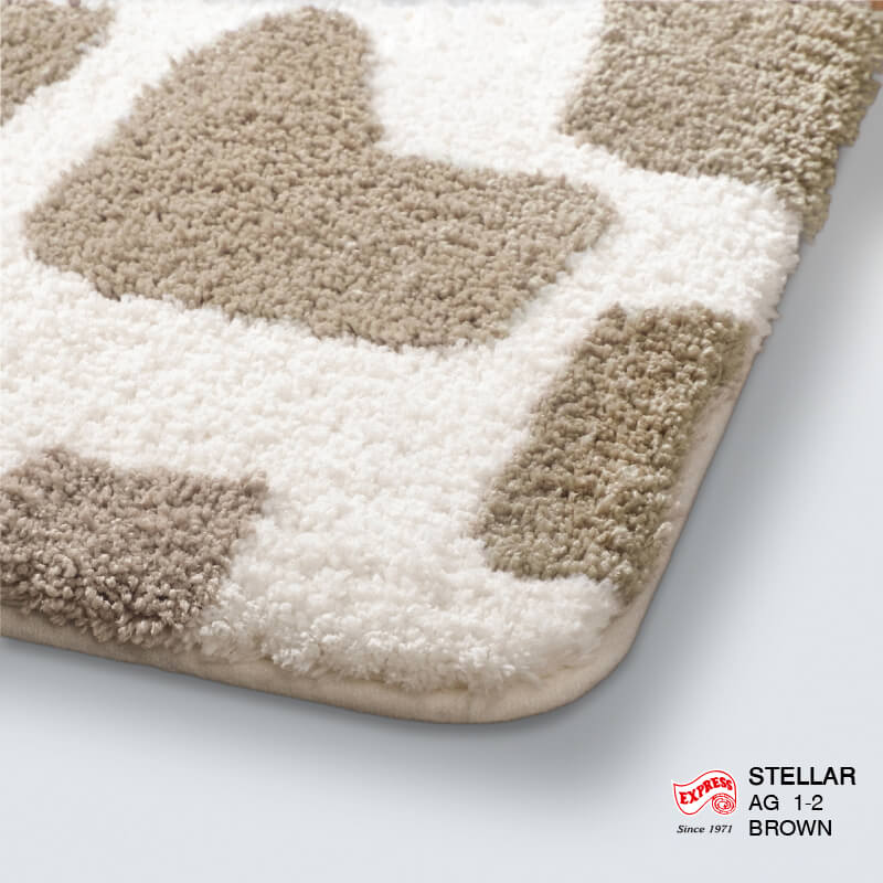 พรมเช็ดเท้าชุดห้องน้ำ 2 ชิ้น EXPRESS CARPET รุ่น AG1-2 ขนาด45X70 ซม.และ พรมรูปตัว U 50X60 ซม. หนา 20 มม. สีน้ำตาล _2