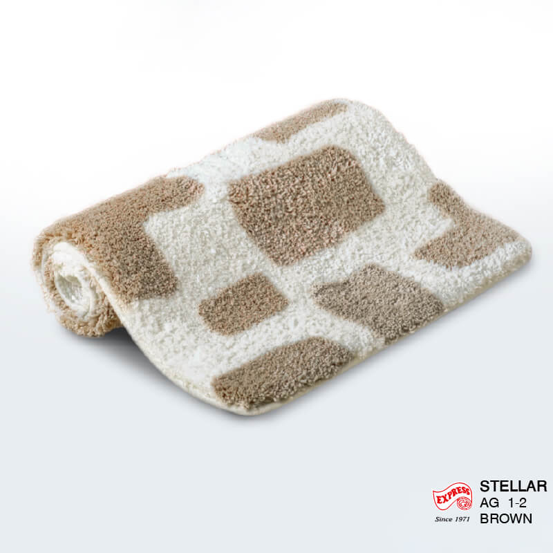 พรมเช็ดเท้าชุดห้องน้ำ 2 ชิ้น EXPRESS CARPET รุ่น AG1-2 ขนาด45X70 ซม.และ พรมรูปตัว U 50X60 ซม. หนา 20 มม. สีน้ำตาล _3