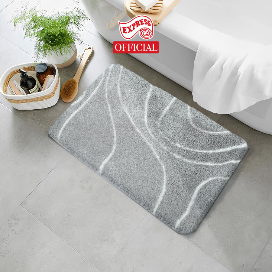 พรมเช็ดเท้าหน้าประตู EXPRESS CARPET รุ่น AM3-6 ขนาด45X70 ซม. หนา 18-23 มม. สีเทา 