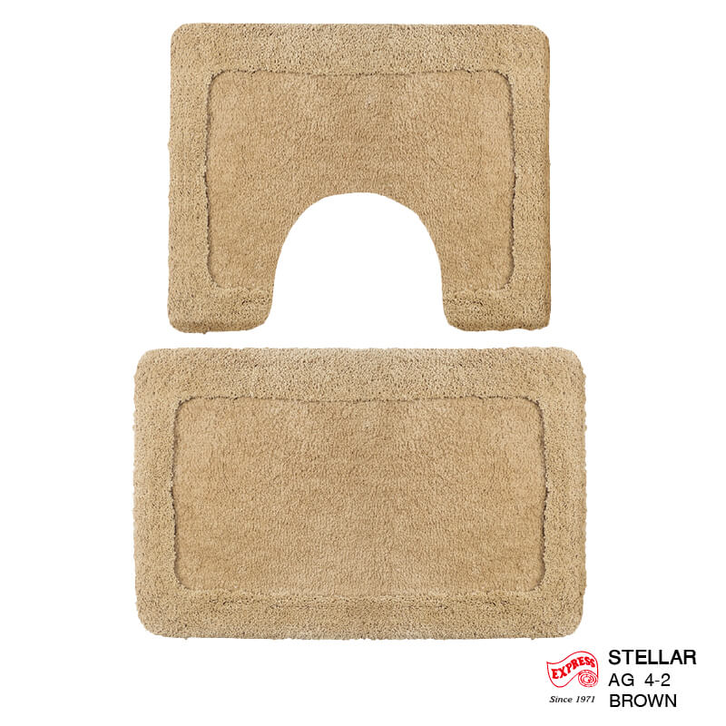 พรมเช็ดเท้าชุดห้องน้ำ 2 ชิ้น EXPRESS CARPET รุ่น AG4-2 ขนาด45X70 ซม.และ พรมรูปตัว U 50X60 ซม. หนา 20-30 มม. สีน้ำตาล 