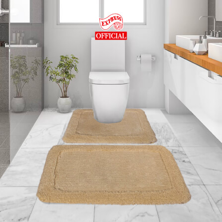 พรมเช็ดเท้าชุดห้องน้ำ 2 ชิ้น EXPRESS CARPET รุ่น AG4-2 ขนาด45X70 ซม.และ พรมรูปตัว U 50X60 ซม. หนา 20-30 มม. สีน้ำตาล _1