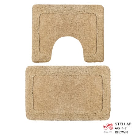 พรมเช็ดเท้าชุดห้องน้ำ 2 ชิ้น EXPRESS CARPET รุ่น AG4-2 ขนาด45X70 ซม.และ พรมรูปตัว U 50X60 ซม. หนา 20-30 มม. สีน้ำตาล _0