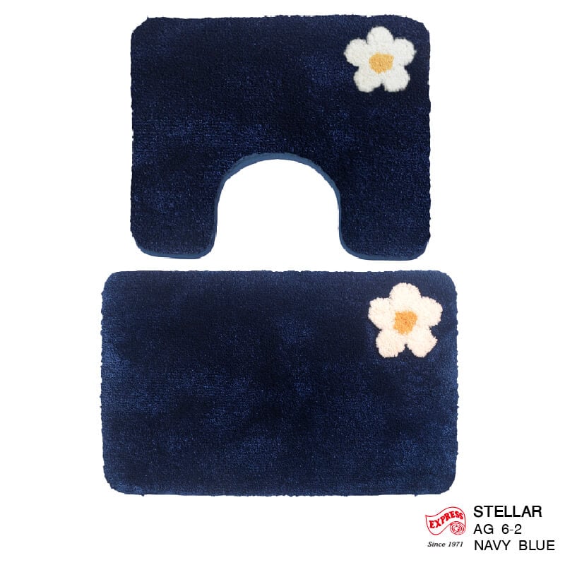 พรมเช็ดเท้าชุดห้องน้ำ 2 ชิ้น EXPRESS CARPET รุ่น AG6-2 ขนาด45X70 ซม.และ พรมรูปตัว U 50X60 ซม. หนา 20 มม. สีน้ำเงิน _0