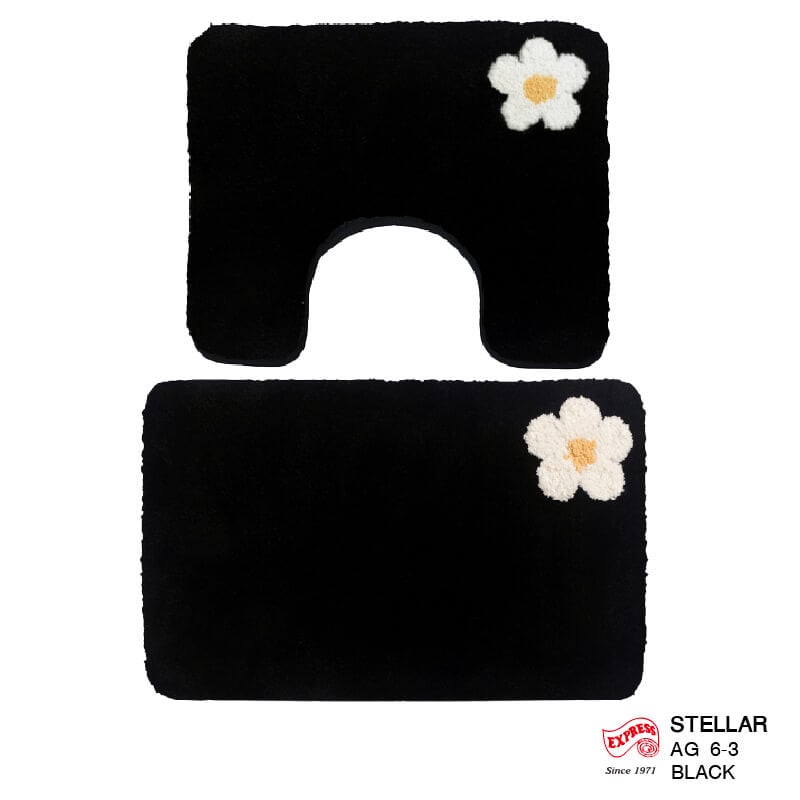 พรมเช็ดเท้าชุดห้องน้ำ 2 ชิ้น EXPRESS CARPET รุ่น AG6-3 ขนาด45X70 ซม.และ พรมรูปตัว U 50X60 ซม. หนา 20 มม. สีดำ _0