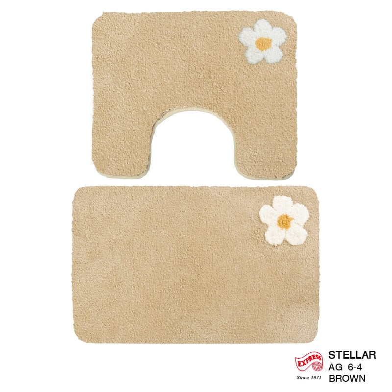 พรมเช็ดเท้าชุดห้องน้ำ 2 ชิ้น EXPRESS CARPET รุ่น AG6-4 ขนาด45X70 ซม.และ พรมรูปตัว U 50X60 ซม. หนา 20 มม. สีน้ำตาล _0