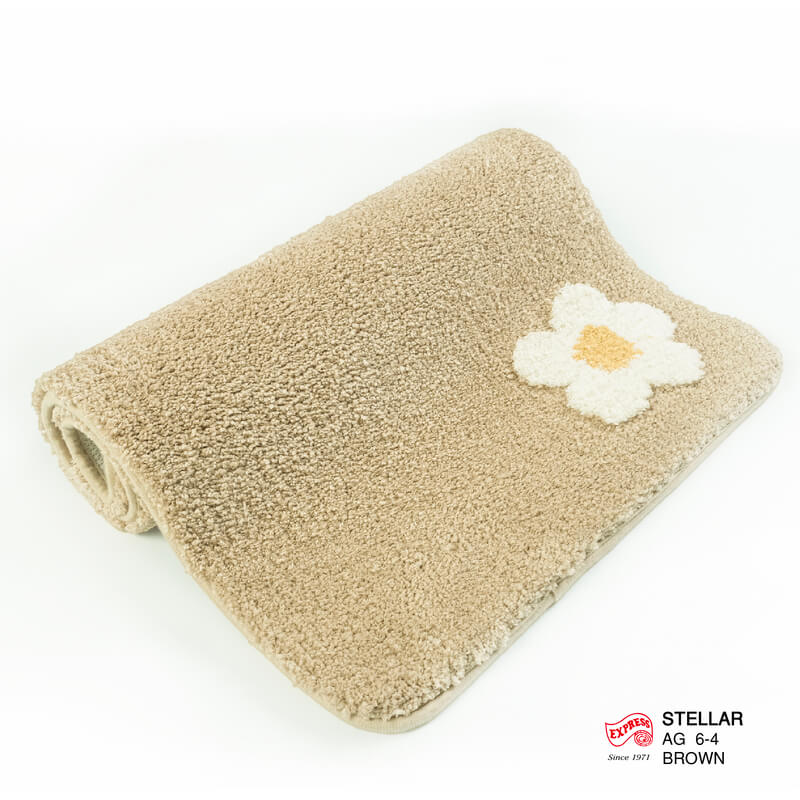 พรมเช็ดเท้าชุดห้องน้ำ 2 ชิ้น EXPRESS CARPET รุ่น AG6-4 ขนาด45X70 ซม.และ พรมรูปตัว U 50X60 ซม. หนา 20 มม. สีน้ำตาล _3