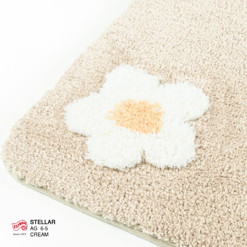 พรมเช็ดเท้าชุดห้องน้ำ 2 ชิ้น EXPRESS CARPET รุ่น AG6-5 ขนาด45X70 ซม.และ พรมรูปตัว U 50X60 ซม. หนา 20 มม. สีครีม _2