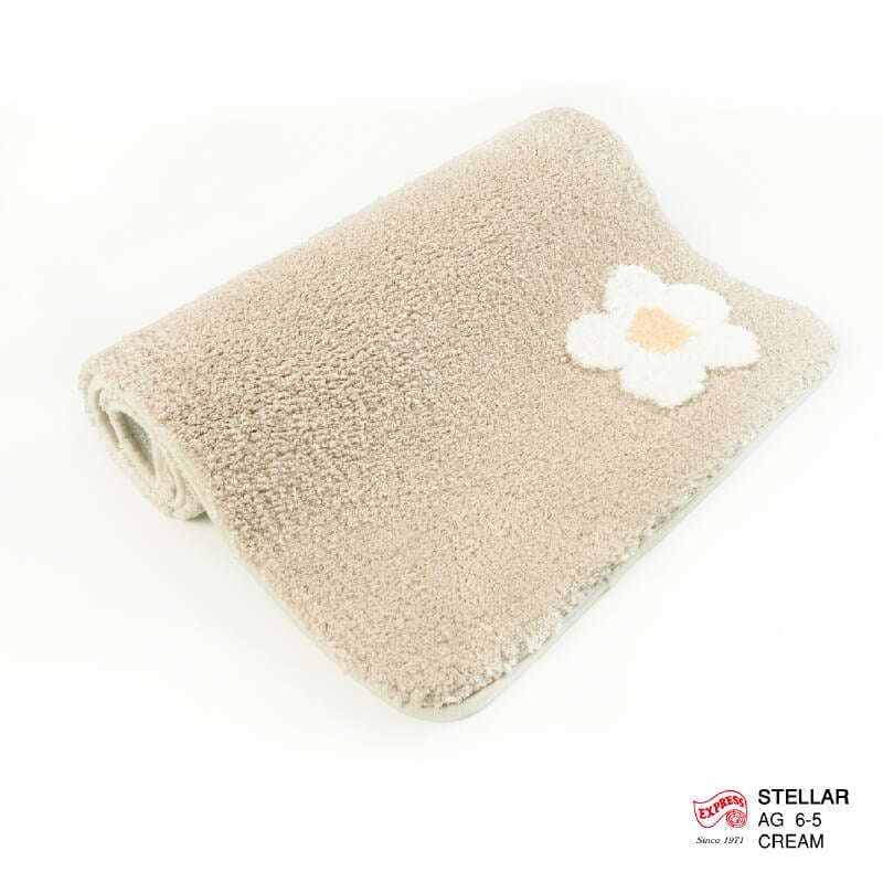 พรมเช็ดเท้าชุดห้องน้ำ 2 ชิ้น EXPRESS CARPET รุ่น AG6-5 ขนาด45X70 ซม.และ พรมรูปตัว U 50X60 ซม. หนา 20 มม. สีครีม _3