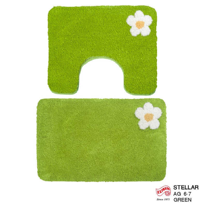 พรมเช็ดเท้าชุดห้องน้ำ 2 ชิ้น EXPRESS CARPET รุ่น AG6-7 ขนาด45X70 ซม.และ พรมรูปตัว U 50X60 ซม. หนา 20 มม. สีเขียว _0