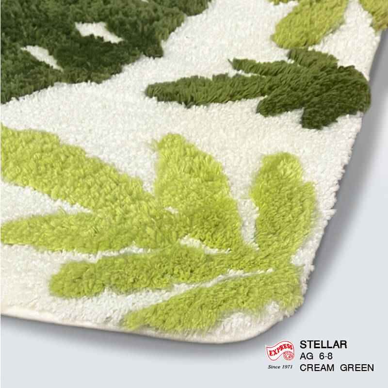พรมเช็ดเท้าชุดห้องน้ำ 2 ชิ้น EXPRESS CARPET รุ่น AG6-8 ขนาด45X70 ซม.และ พรมรูปตัว U 50X60 ซม. หนา 18-23 มม. สีขาว/เขียว _2