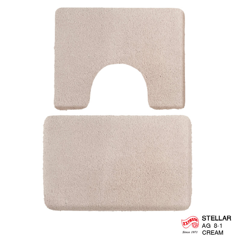 พรมเช็ดเท้าชุดห้องน้ำ 2 ชิ้น EXPRESS CARPET รุ่น AG8-1 ขนาด45X70 ซม.และ พรมรูปตัว U 50X60 ซม. หนา 20 มม. สีครีม 