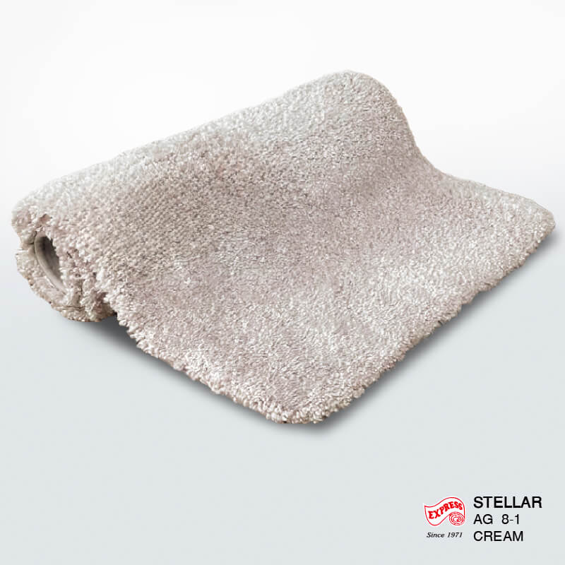 พรมเช็ดเท้าชุดห้องน้ำ 2 ชิ้น EXPRESS CARPET รุ่น AG8-1 ขนาด45X70 ซม.และ พรมรูปตัว U 50X60 ซม. หนา 20 มม. สีครีม 