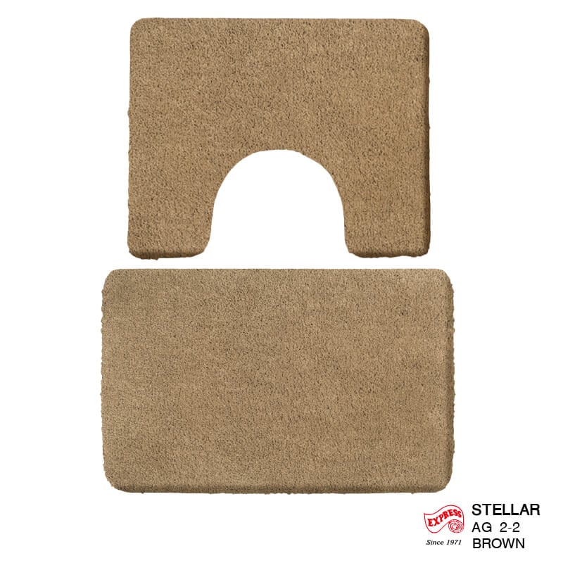 พรมเช็ดเท้าชุดห้องน้ำ 2 ชิ้น EXPRESS CARPET รุ่น AG8-2 ขนาด45X70 ซม.และ พรมรูปตัว U 50X60 ซม. หนา 20 มม. สีน้ำตาล 
