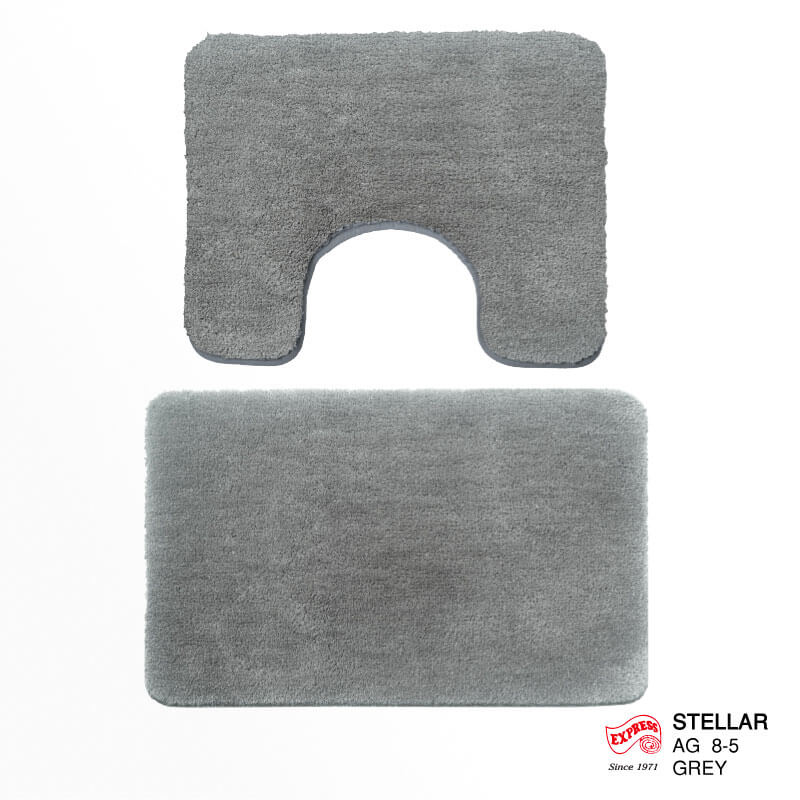พรมเช็ดเท้าชุดห้องน้ำ 2 ชิ้น EXPRESS CARPET รุ่น AG8-5 ขนาด45X70 ซม.และ พรมรูปตัว U 50X60 ซม. หนา 20 มม. สีเทา 