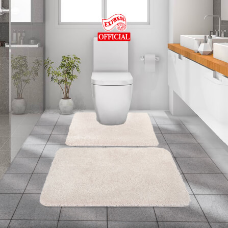 พรมเช็ดเท้าชุดห้องน้ำ 2 ชิ้น EXPRESS CARPET รุ่น AG8-1 ขนาด45X70 ซม.และ พรมรูปตัว U 50X60 ซม. หนา 20 มม. สีครีม _1
