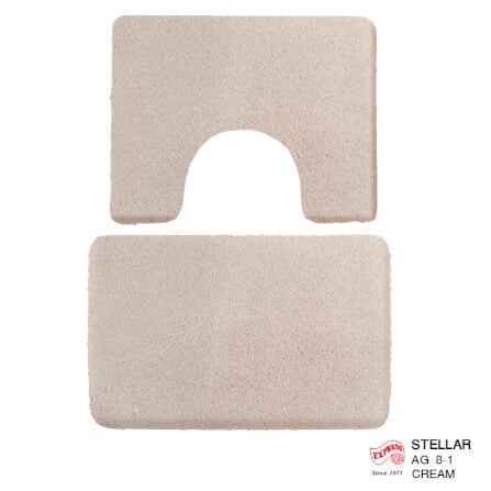พรมเช็ดเท้าชุดห้องน้ำ 2 ชิ้น EXPRESS CARPET รุ่น AG8-1 ขนาด45X70 ซม.และ พรมรูปตัว U 50X60 ซม. หนา 20 มม. สีครีม _0