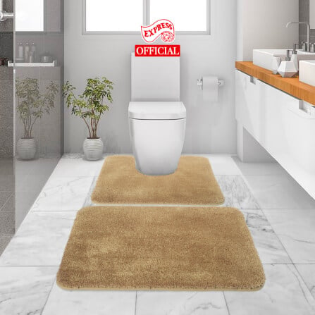 พรมเช็ดเท้าชุดห้องน้ำ 2 ชิ้น EXPRESS CARPET รุ่น AG8-2 ขนาด45X70 ซม.และ พรมรูปตัว U 50X60 ซม. หนา 20 มม. สีน้ำตาล _1