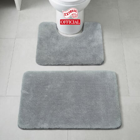 พรมเช็ดเท้าชุดห้องน้ำ 2 ชิ้น EXPRESS CARPET รุ่น AG8-5 ขนาด45X70 ซม.และ พรมรูปตัว U 50X60 ซม. หนา 20 มม. สีเทา _1