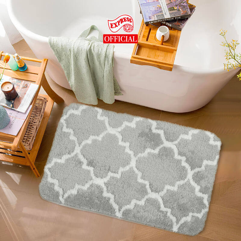 พรมเช็ดเท้าหน้าประตู EXPRESS CARPET รุ่น AM9-2 ขนาด45X70 ซม. หนา 20-23 มม. สีเทา 