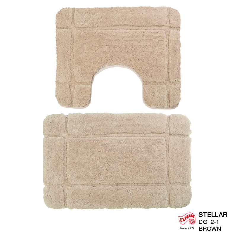 พรมเช็ดเท้าชุดห้องน้ำ 2 ชิ้น EXPRESS CARPET รุ่น DG2-1 ขนาด45X70 ซม.และ พรมรูปตัว U 50X60 ซม. หนา 12-22 มม. สีน้ำตาล 