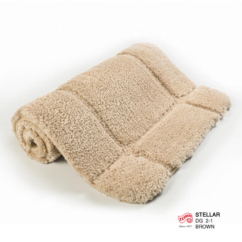 พรมเช็ดเท้าชุดห้องน้ำ 2 ชิ้น EXPRESS CARPET รุ่น DG2-1 ขนาด45X70 ซม.และ พรมรูปตัว U 50X60 ซม. หนา 12-22 มม. สีน้ำตาล 