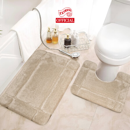 พรมเช็ดเท้าชุดห้องน้ำ 2 ชิ้น EXPRESS CARPET รุ่น DG2-1 ขนาด45X70 ซม.และ พรมรูปตัว U 50X60 ซม. หนา 12-22 มม. สีน้ำตาล _1