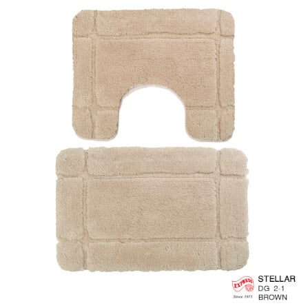 พรมเช็ดเท้าชุดห้องน้ำ 2 ชิ้น EXPRESS CARPET รุ่น DG2-1 ขนาด45X70 ซม.และ พรมรูปตัว U 50X60 ซม. หนา 12-22 มม. สีน้ำตาล _0