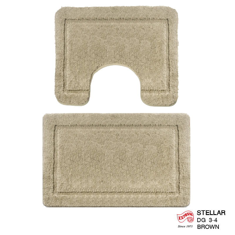 พรมเช็ดเท้าชุดห้องน้ำ 2 ชิ้น EXPRESS CARPET รุ่น DG3-4 ขนาด45X70 ซม.และ พรมรูปตัว U 50X60 ซม. หนา 12-20 มม. สีน้ำตาล 
