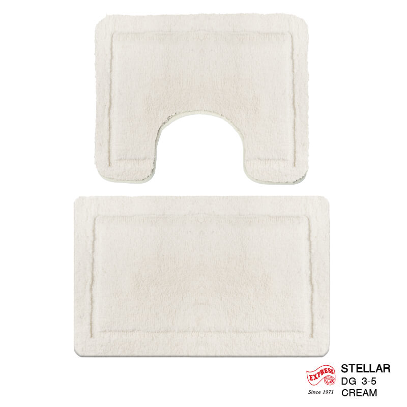 พรมเช็ดเท้าชุดห้องน้ำ 2 ชิ้น EXPRESS CARPET รุ่น DG3-5 ขนาด45X70 ซม.และ พรมรูปตัว U 50X60 ซม. หนา 12-20 มม. สีครีม 