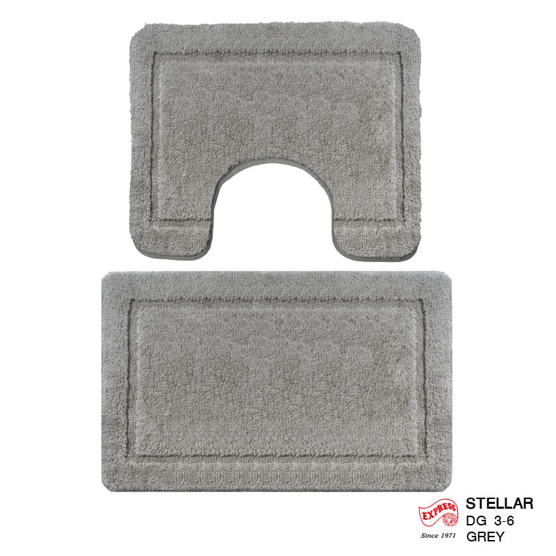 พรมเช็ดเท้าชุดห้องน้ำ 2 ชิ้น EXPRESS CARPET รุ่น DG3-6 ขนาด45X70 ซม.และ พรมรูปตัว U 50X60 ซม. หนา 12-20 มม. สีเทา 