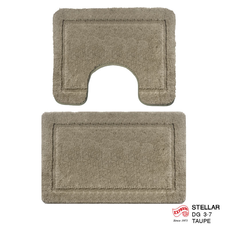 พรมเช็ดเท้าชุดห้องน้ำ 2 ชิ้น EXPRESS CARPET รุ่น DG3-7 ขนาด45X70 ซม.และ พรมรูปตัว U 50X60 ซม. หนา 12-20 มม. สีโทป 