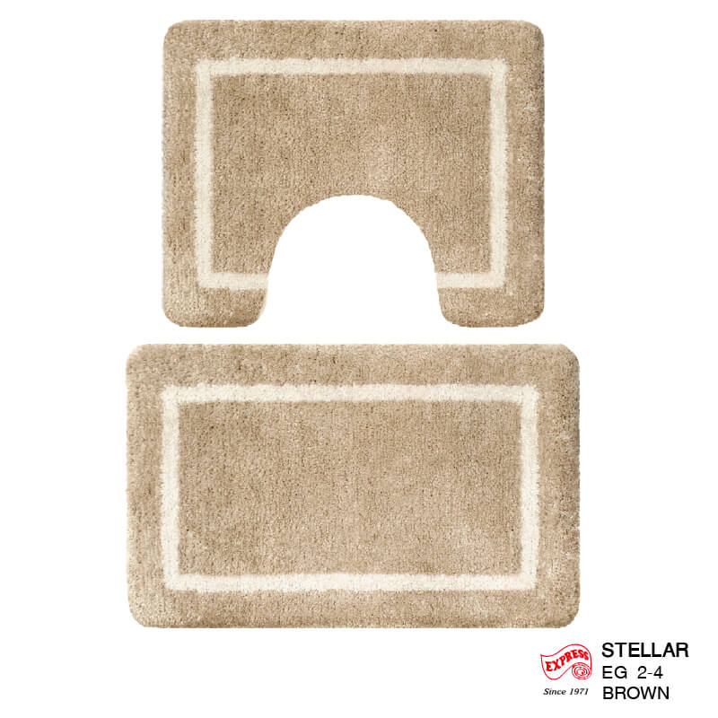 พรมเช็ดเท้าชุดห้องน้ำ 2 ชิ้น EXPRESS CARPET รุ่น EG2-4 ขนาด45X70 ซม.และ พรมรูปตัว U 50X60 ซม. หนา 20 มม. สีน้ำตาล 