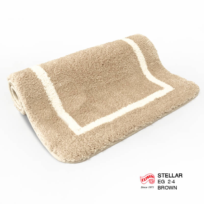 พรมเช็ดเท้าชุดห้องน้ำ 2 ชิ้น EXPRESS CARPET รุ่น EG2-4 ขนาด45X70 ซม.และ พรมรูปตัว U 50X60 ซม. หนา 20 มม. สีน้ำตาล 