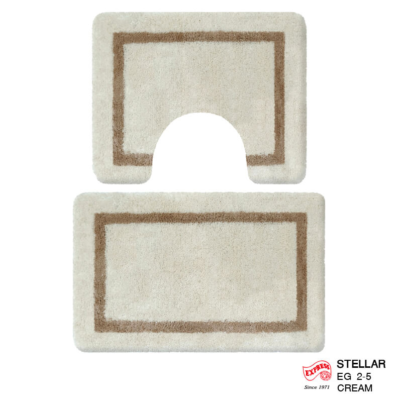 พรมเช็ดเท้าชุดห้องน้ำ 2 ชิ้น EXPRESS CARPET รุ่น EG2-5 ขนาด45X70 ซม.และ พรมรูปตัว U 50X60 ซม. หนา 20 มม. สีครีม 