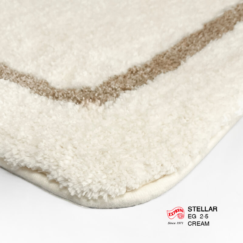 พรมเช็ดเท้าชุดห้องน้ำ 2 ชิ้น EXPRESS CARPET รุ่น EG2-5 ขนาด45X70 ซม.และ พรมรูปตัว U 50X60 ซม. หนา 20 มม. สีครีม 