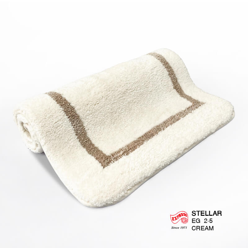 พรมเช็ดเท้าชุดห้องน้ำ 2 ชิ้น EXPRESS CARPET รุ่น EG2-5 ขนาด45X70 ซม.และ พรมรูปตัว U 50X60 ซม. หนา 20 มม. สีครีม 