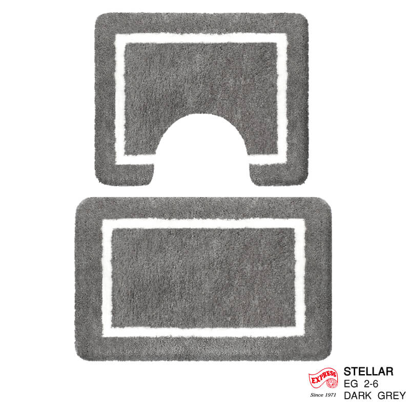 พรมเช็ดเท้าชุดห้องน้ำ 2 ชิ้น EXPRESS CARPET รุ่น EG2-6 ขนาด45X70 ซม.และ พรมรูปตัว U 50X60 ซม. หนา 20 มม. สีเทา 