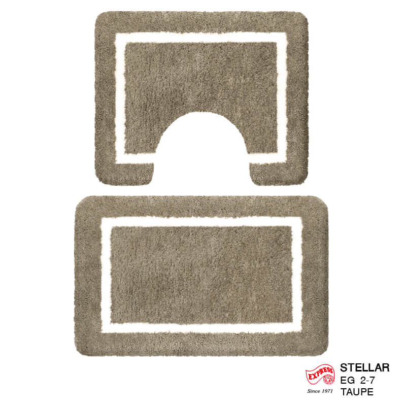พรมเช็ดเท้าชุดห้องน้ำ 2 ชิ้น EXPRESS CARPET รุ่น EG2-7 ขนาด45X70 ซม.และ พรมรูปตัว U 50X60 ซม. หนา 20 มม. สีโทป 