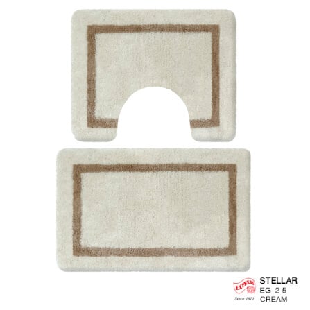 พรมเช็ดเท้าชุดห้องน้ำ 2 ชิ้น EXPRESS CARPET รุ่น EG2-5 ขนาด45X70 ซม.และ พรมรูปตัว U 50X60 ซม. หนา 20 มม. สีครีม _0