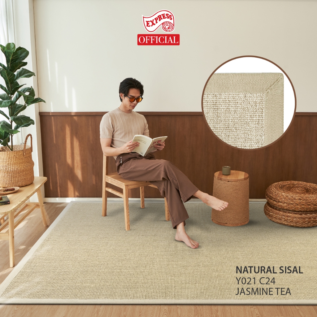 พรมปูพื้น EXPRESS CARPET รุ่น NARUTAL SISAL รหัส Y021 C24 L1 ขนาด 200X290 ซม.หนา 10 มม. สี JASMINE TEA_4