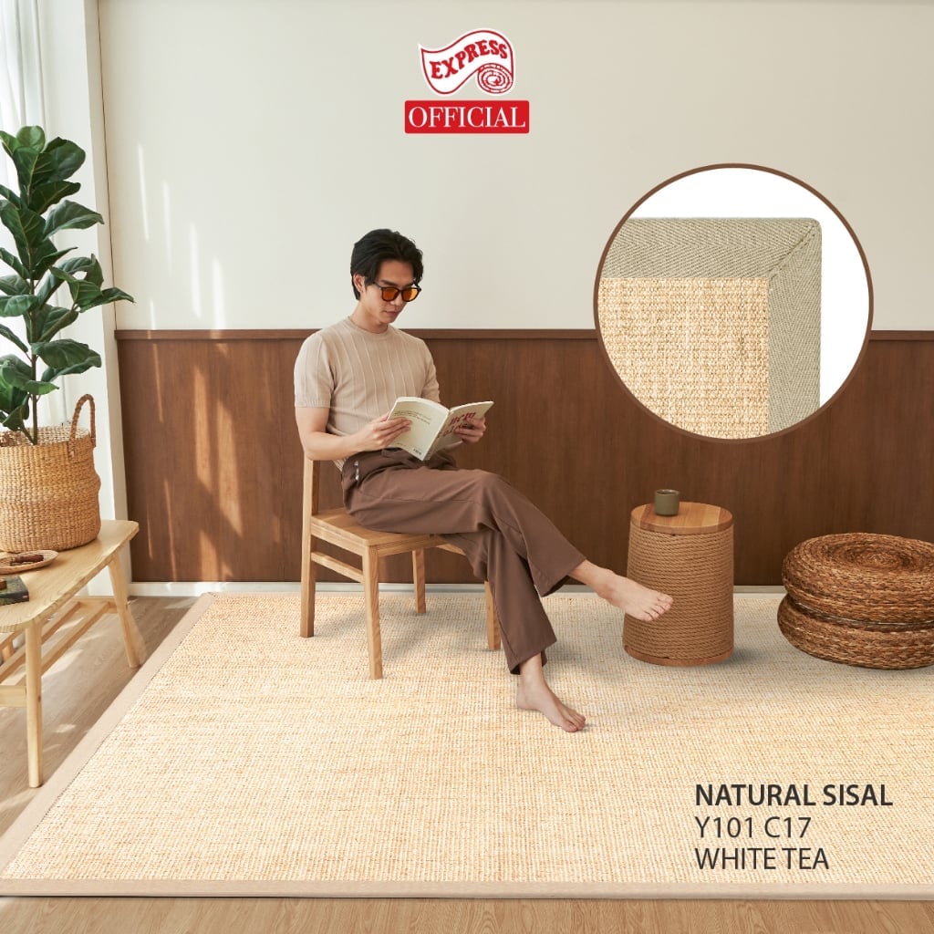 พรมปูพื้น EXPRESS CARPET รุ่น NARUTAL SISAL รหัส Y101 C17 L ขนาด 160X230 ซม.หนา 10 มม. สี WHITE TEA_4