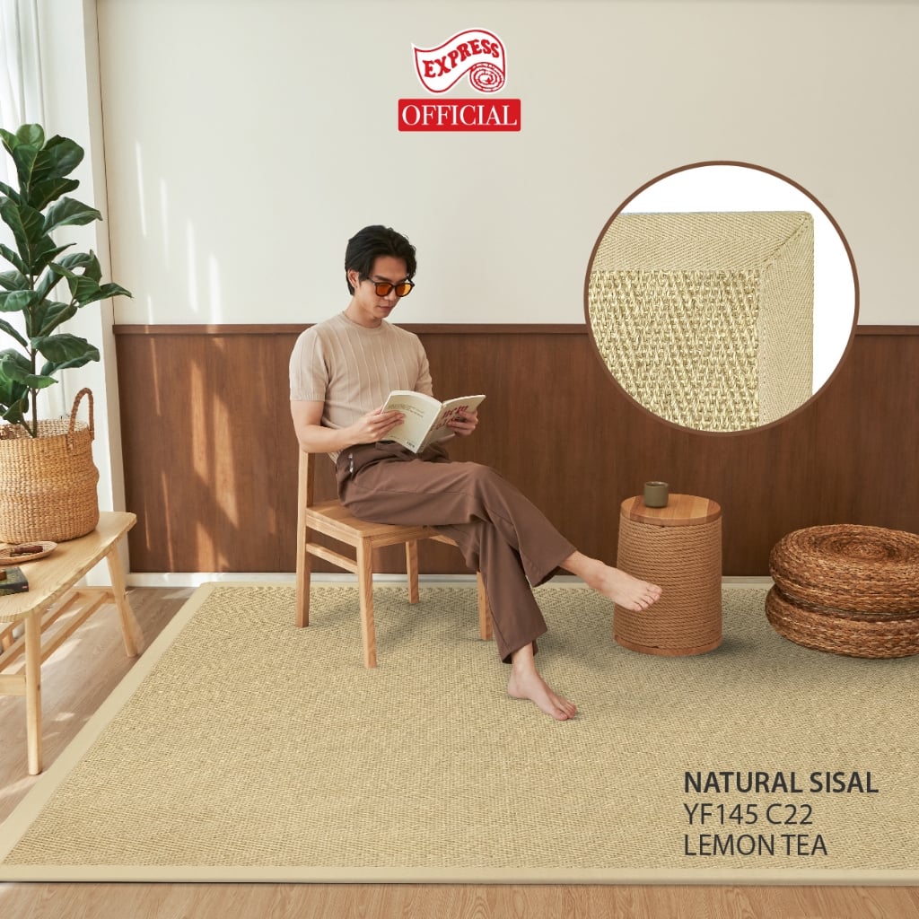 พรมปูพื้น EXPRESS CARPET รุ่น NARUTAL SISAL รหัส YF145 C22 L1 ขนาด 200X290 ซม.หนา 10 มม. สี LEMON TEA_4