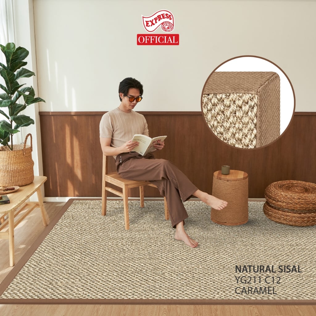 พรมปูพื้น EXPRESS CARPET รุ่น NARUTAL SISAL รหัส YG211 C12 L ขนาด 160X230 ซม.หนา 10 มม. สี CARAMEL_4