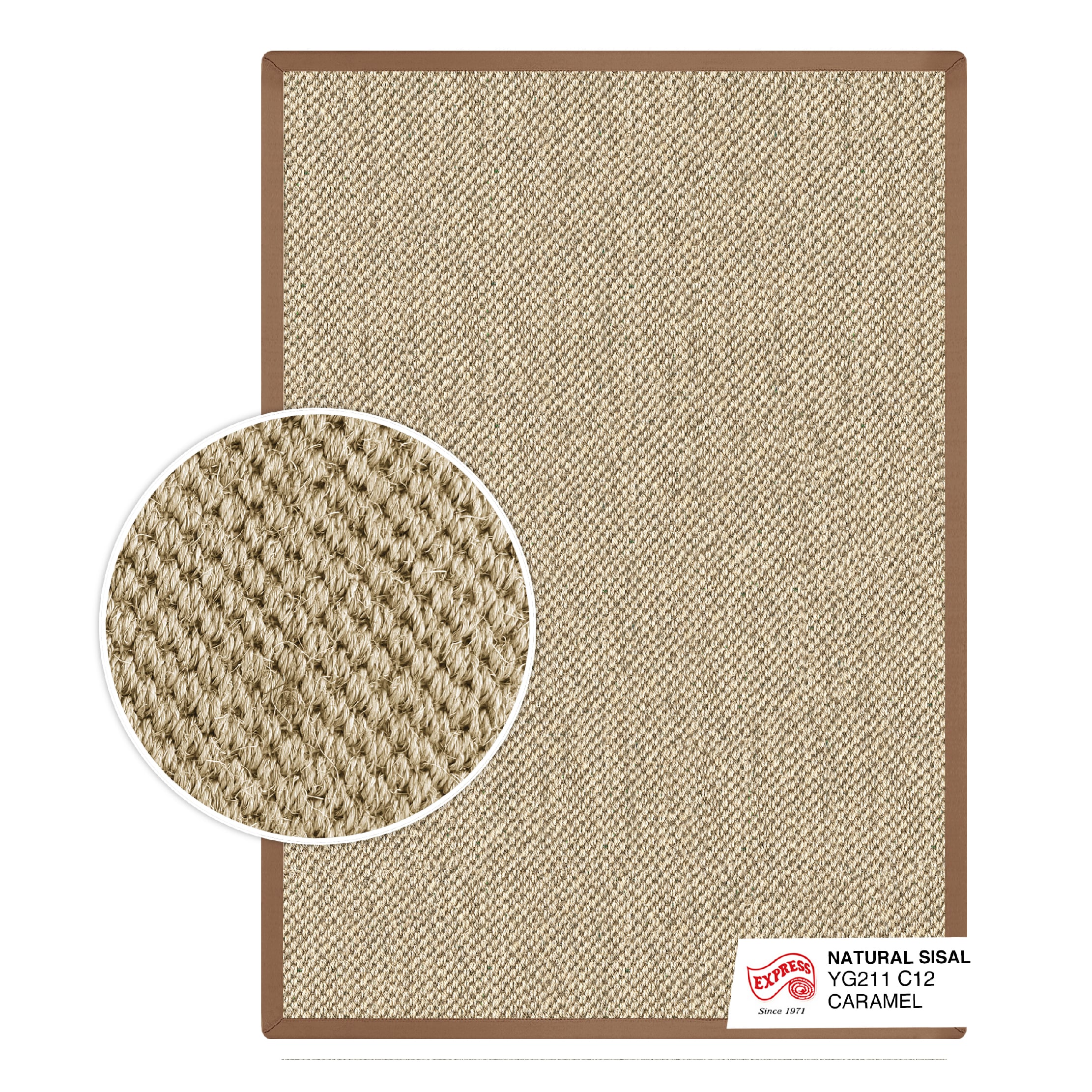 พรมปูพื้น EXPRESS CARPET รุ่น NARUTAL SISAL รหัส YG211 C12 L ขนาด 160X230 ซม.หนา 10 มม. สี CARAMEL_0